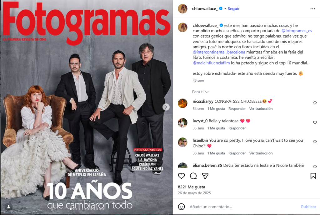 Portada de la revista Fotogramas en la aue aparece la directora de cine Chloé Wallace,